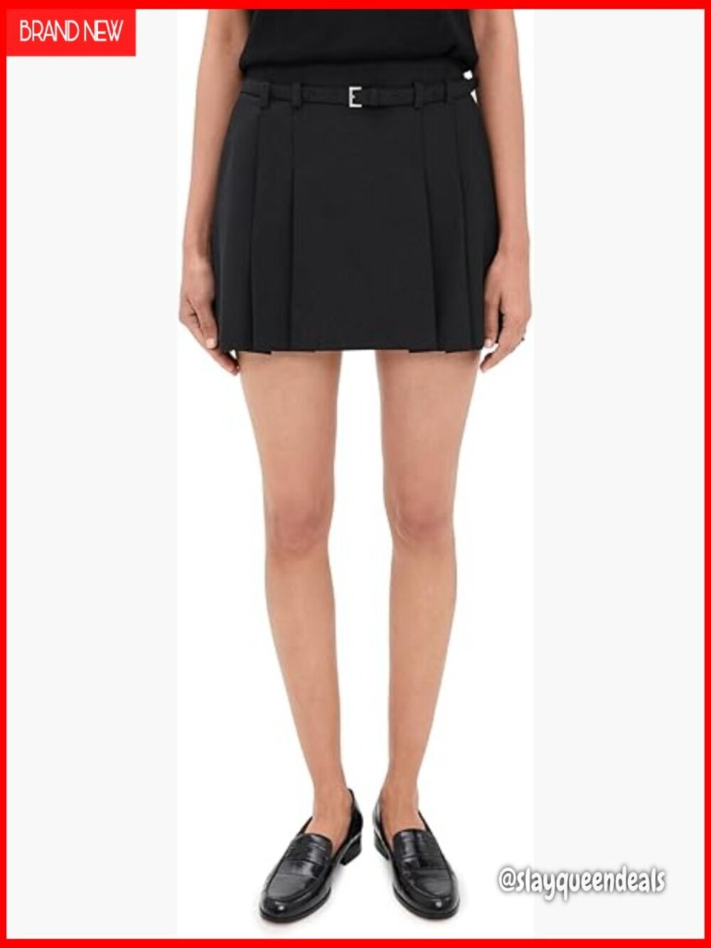 Mini Skirt with Pleats, Side Pockets, Dry Clean Only, Suiting Fabric